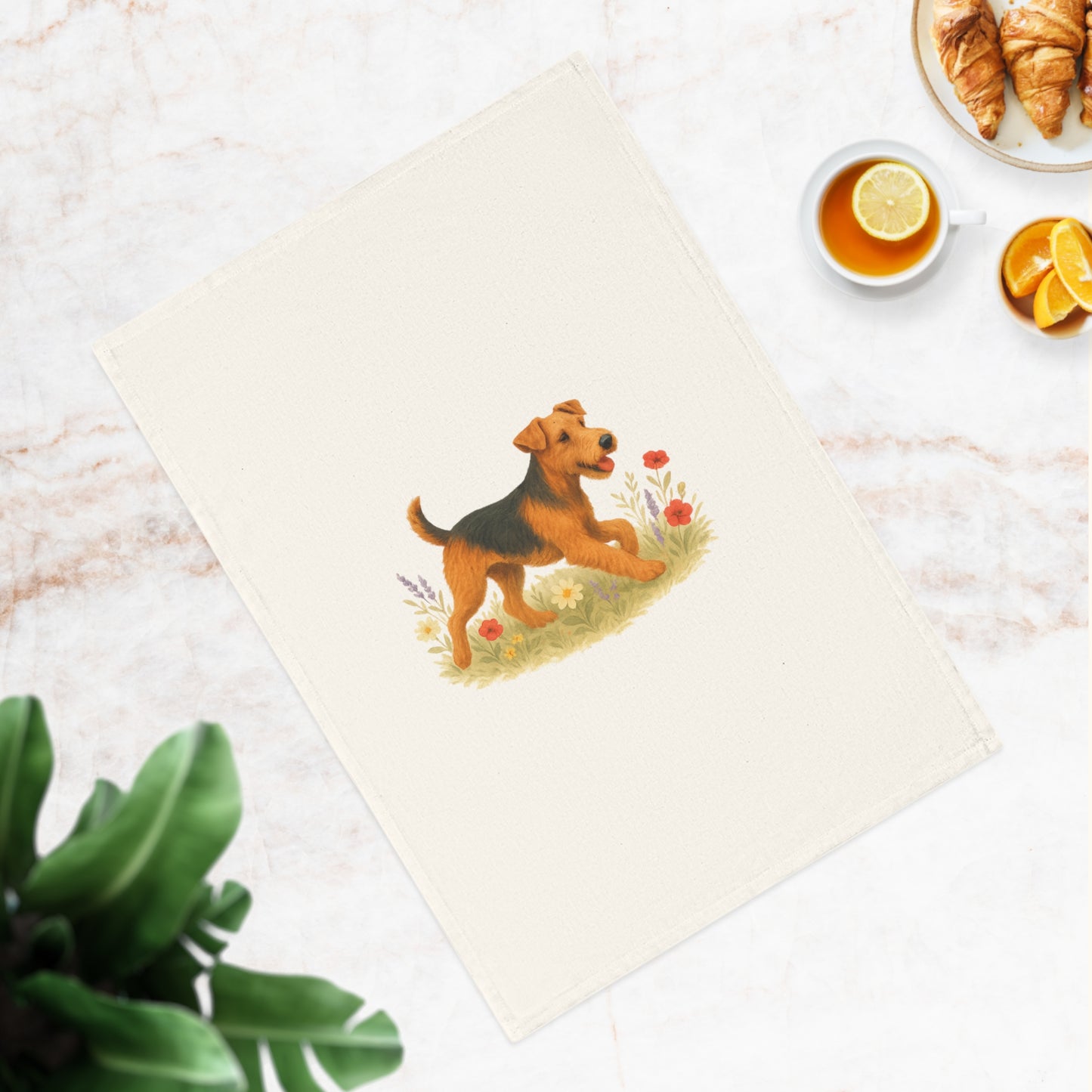 Welsh Terrier Cotton Tea Towel